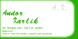 andor karlik business card